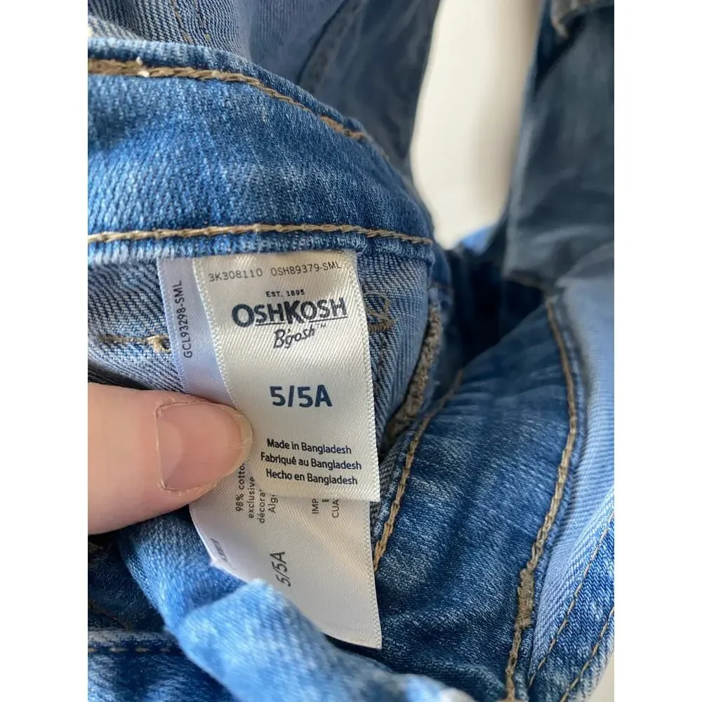 Oshkosh B'Gosh Blue Jean Denim Girls Overalls- Size 5